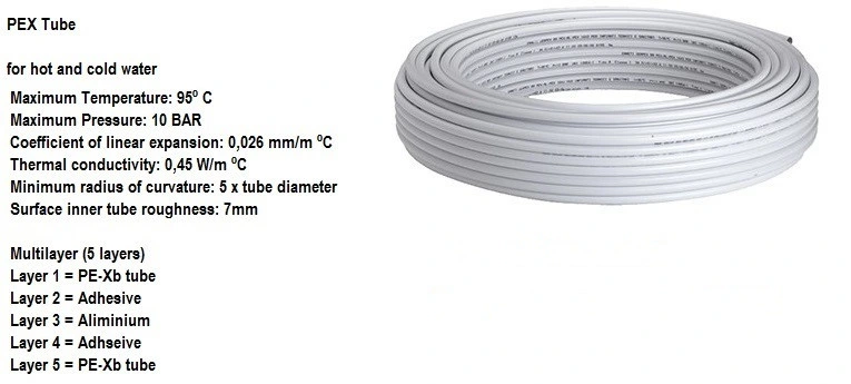 White Color 1216mm Pex-Al-Pex Tube for Hot Water