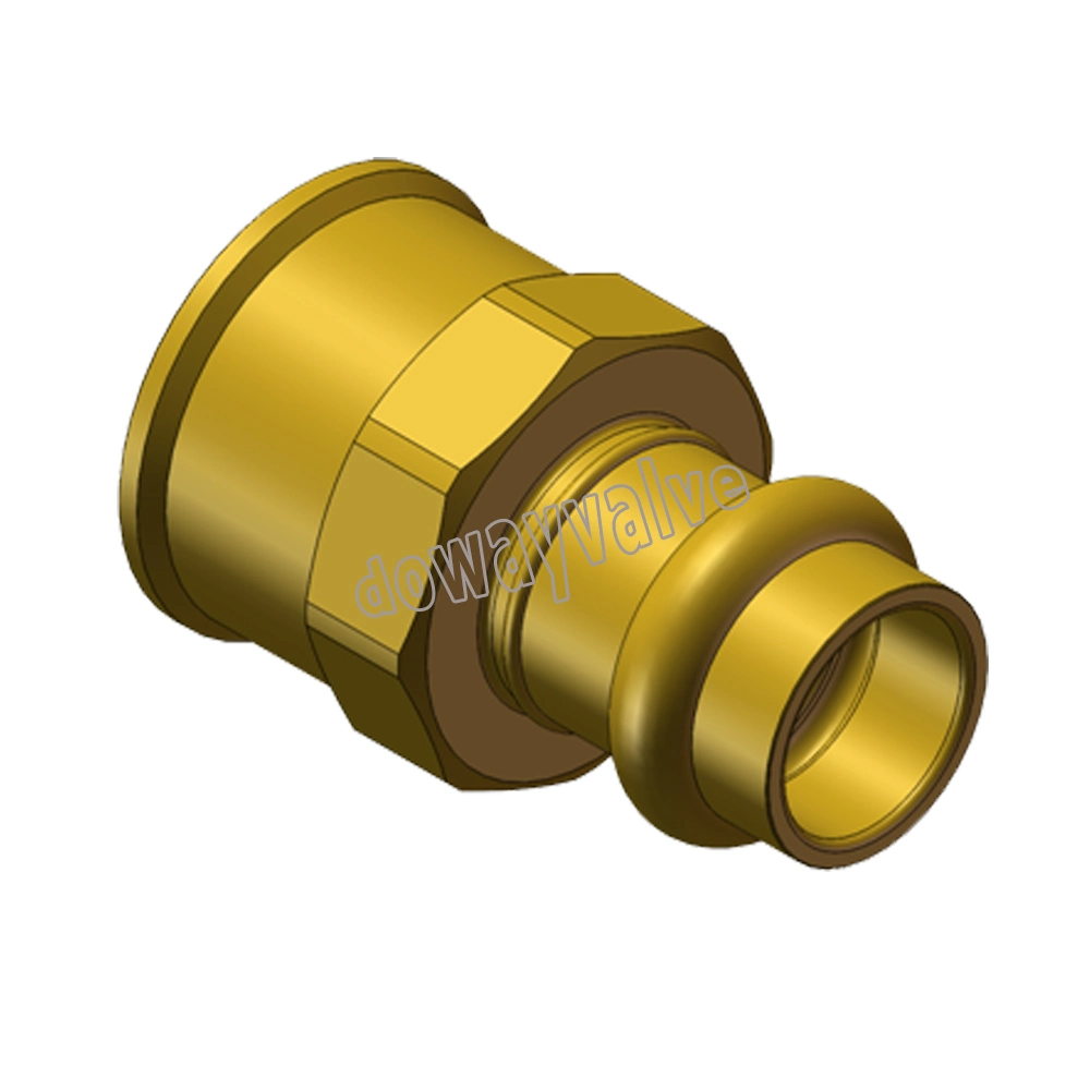 Cw617n Brass Roll Grove to Copper Adapter Press Fitting