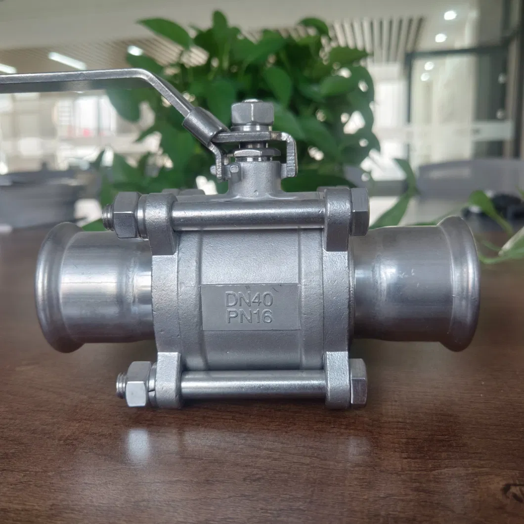 3PC Press Fittings Ball Valve Stainless Steel Pn16 Body-1.4408 (316) Cap-1.4404 (316L) Pipe Fitting-316L