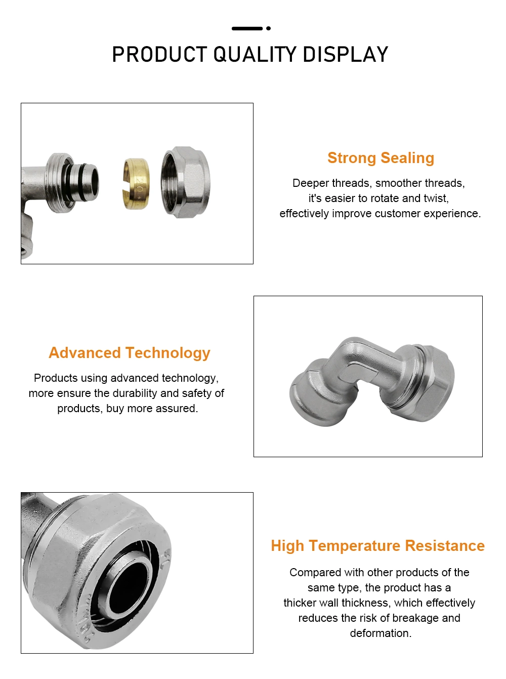 Connecting Brass Female Elbow Compression Fitting for Pex-Al-Pex Pipe