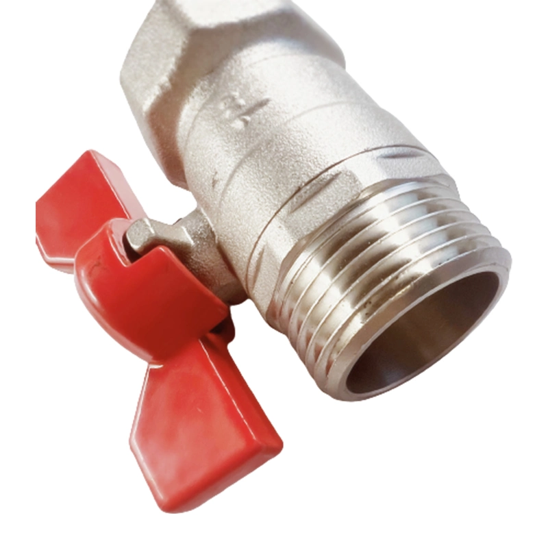 1/2&quot;-1&quot; DN10 F/M Brass Ball Valve with Butterfly Handle, Nickel Plated, Gas/Water Control Shut off