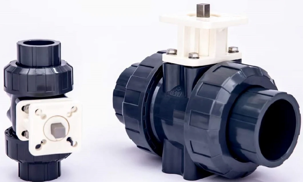 High Quality Plastic Electric Control Ball Valve UPVC True Union Ball Valve PVC Non Actuator Double Union Ball Valve Body PVC Pneumatic Ball Valve