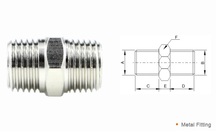 Hose Pipe Brass Screw Pneumatic Compression Nipple Pipe Fittings Bsp Male Threaded