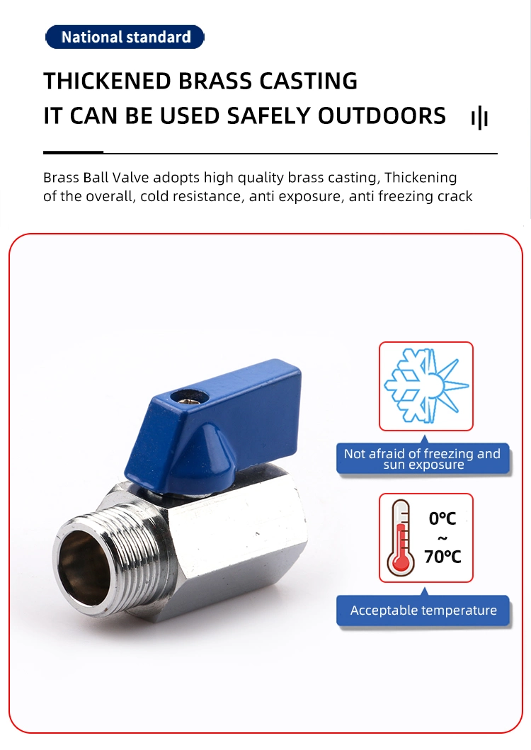 1/2&quot;-1&quot; DN10 F/M Brass Ball Valve with Butterfly Handle, Nickel Plated, Gas/Water Control Shut off