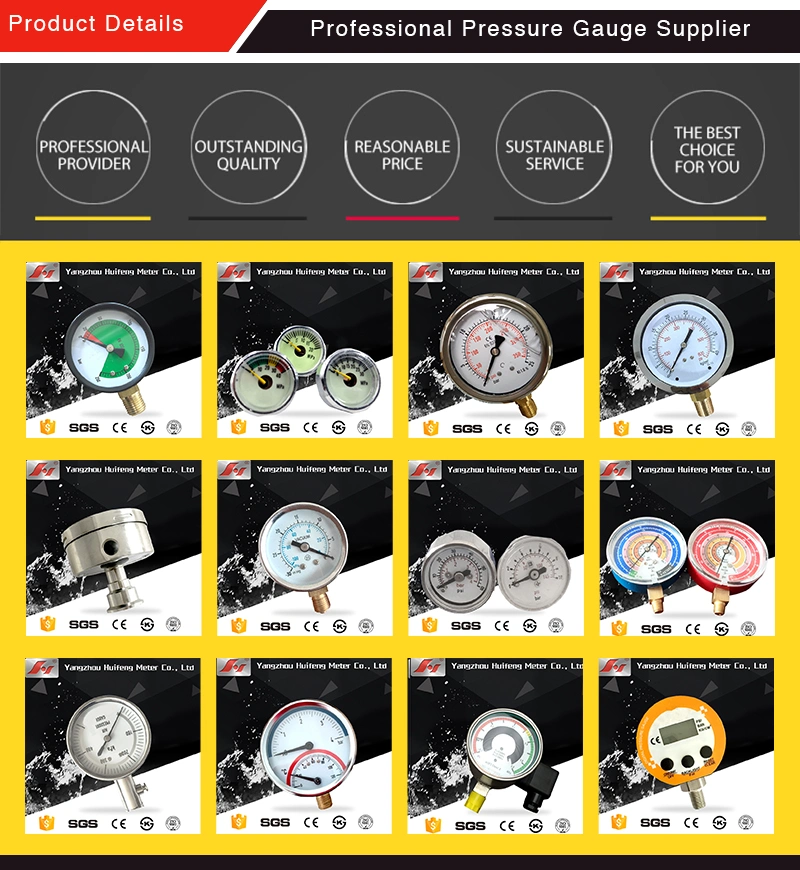 1.5&quot; Y40 1.0MPa/10kg/Cm2 1/8NPT Center Back Mount Liquid Filled Manometers 40mm Glycerin Copper Joint