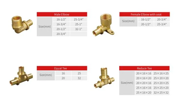 Cw617 Brass Elbow Crimp Fittings Connection for Pex-Al-Pex Pipes