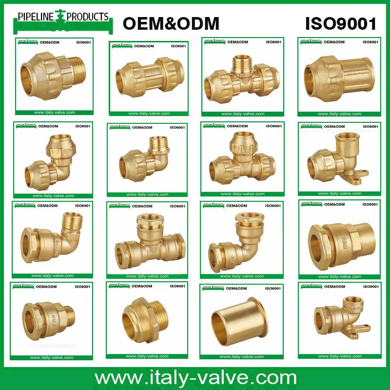 90 Degree Brass Compression Tee Fitting for Pex Pipe