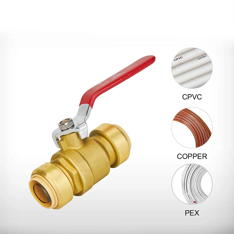 1-Inch Ball Valve, Push Fit Water Valve Shut off with Disconnect Clip, Push-to-Connect, Pex, Copper, CPVC, PE-Rt, Lead Free Brass Wholesale Factory