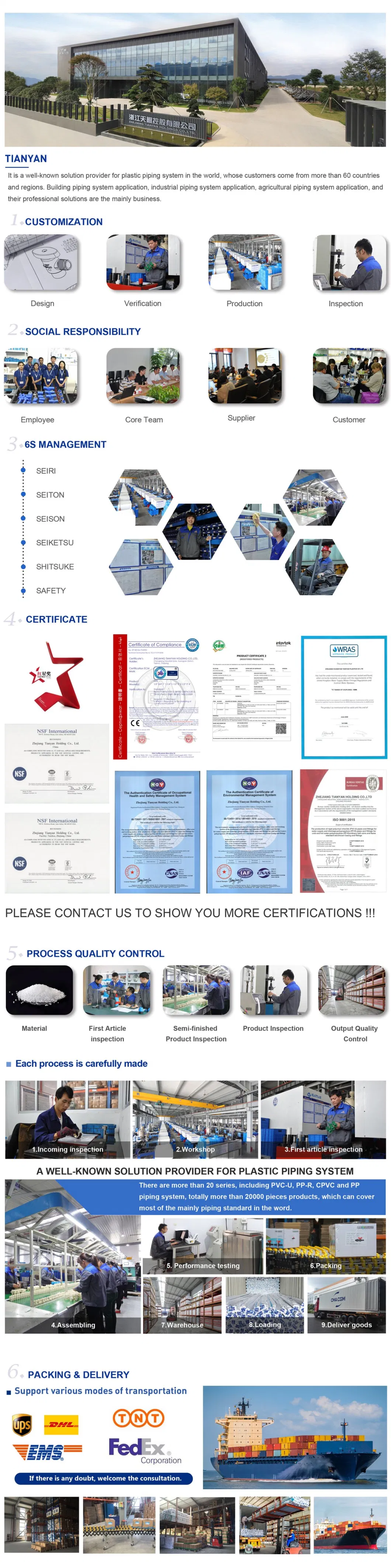 Plastic (UPVC/PVC/ CPVC /PPR) and Ball Valve with Pn10 /Pn16/ ASTM Standard