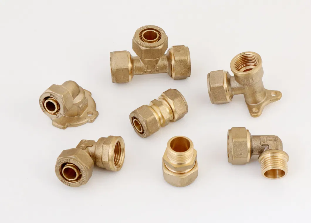 Brass Compression Nut Elbow Fitting for Copper Pipe with Brass Oring