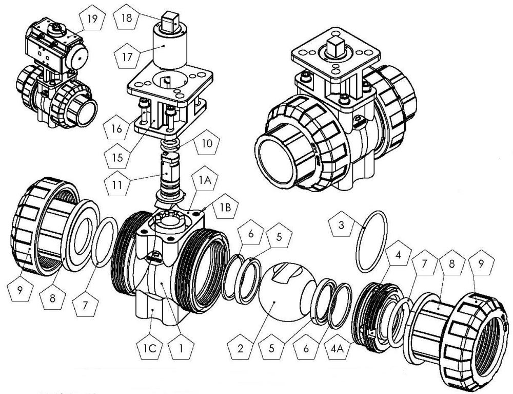 High Quality Plastic Electric Control Ball Valve UPVC True Union Ball Valve PVC Non Actuator Double Union Ball Valve Body PVC Pneumatic Ball Valve