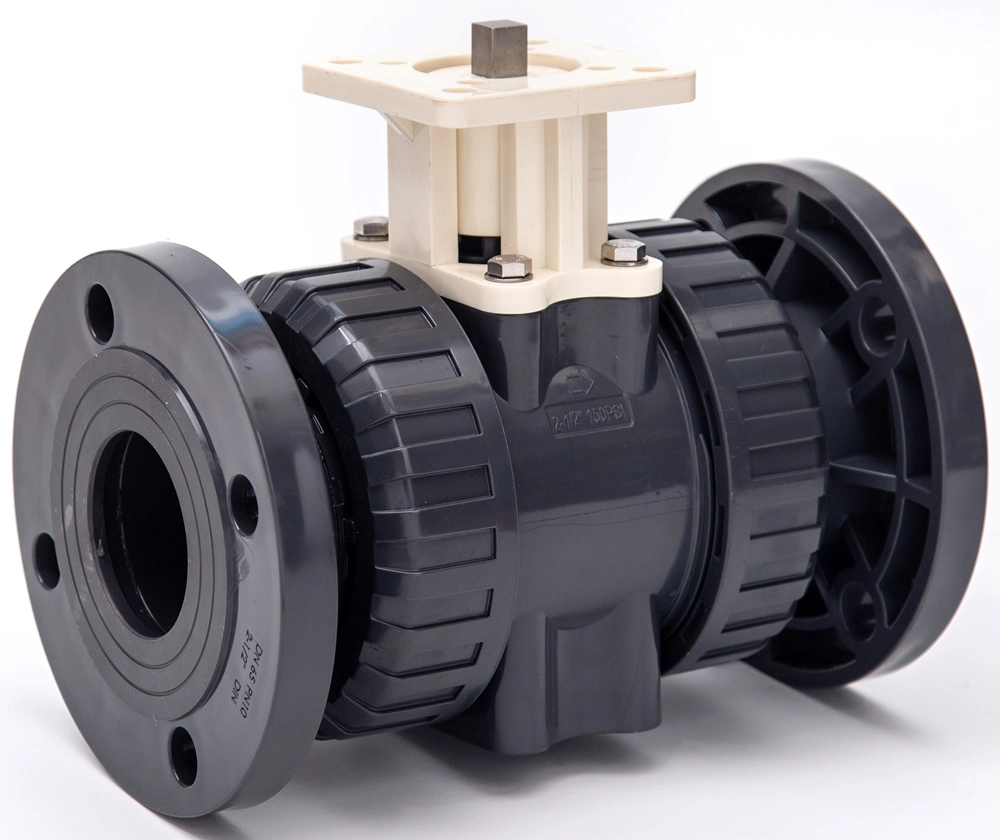 High Quality Plastic Electric Control Ball Valve UPVC True Union Ball Valve PVC Non Actuator Double Union Ball Valve Body PVC Pneumatic Ball Valve