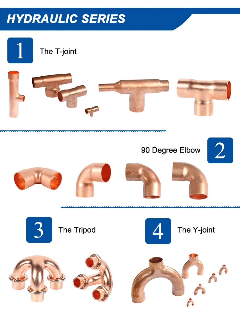 Refrigeration Copper Pipe Fittings Reducing Three-Way Copper Pipe Fittings Copper Pressure Joint