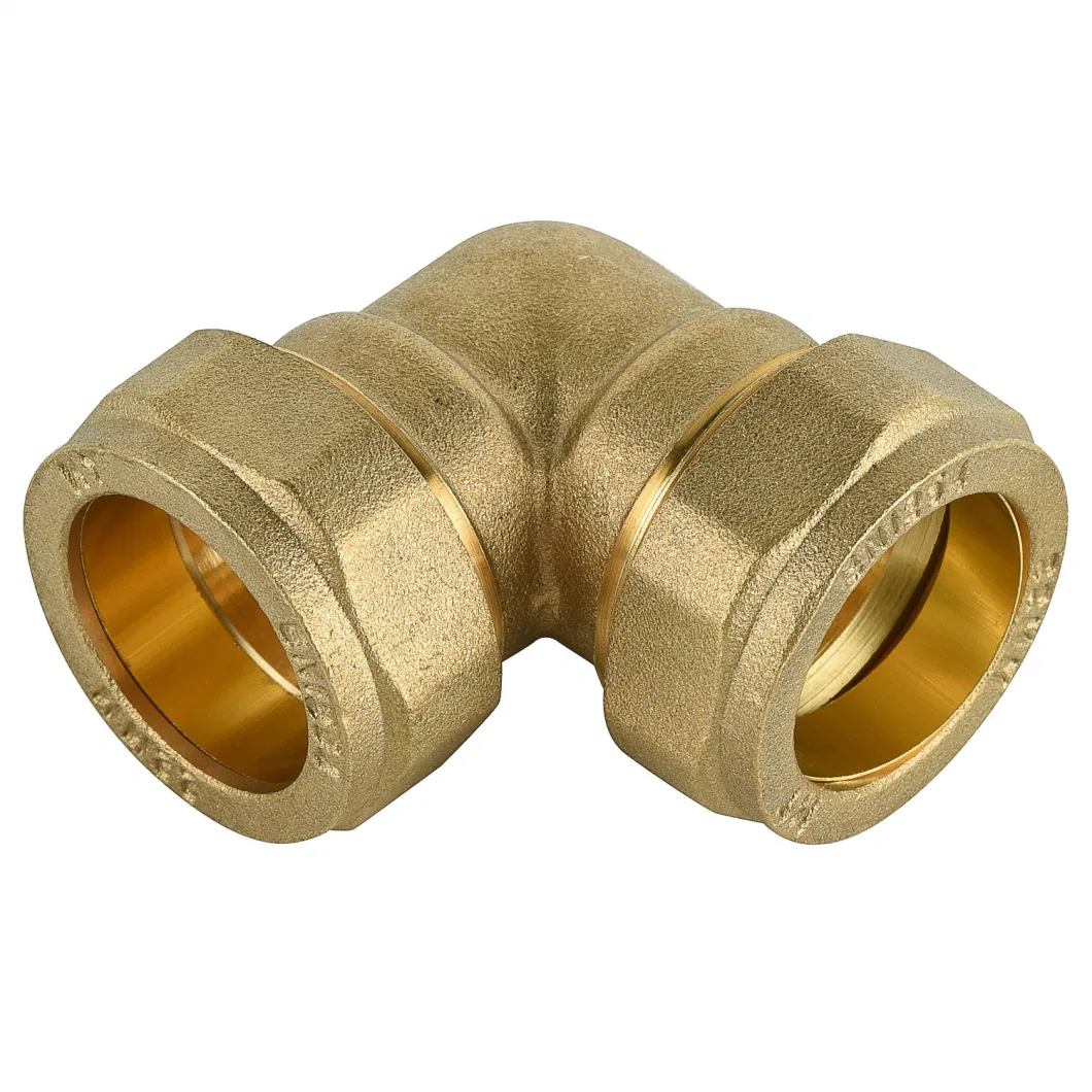 Brass Compression Nut Elbow Fitting for Copper Pipe with Brass Oring