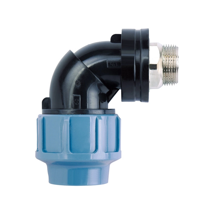 Pn16 PP Elbow Male with Brass Threaded Insert LDPE HDPE Tube Compression Fittings