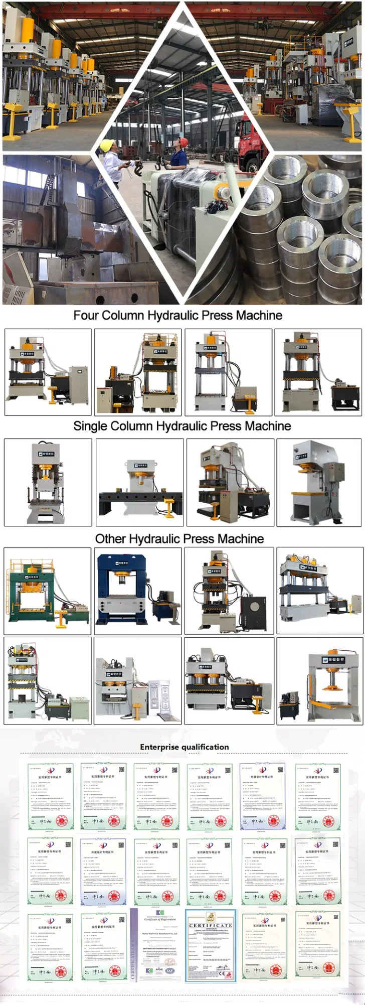 Affordable 100/200/315/500 Ton Four Column CNC Deep Drawing Hydraulic Press for Wheelbarrow/End Cap/Head/Road Sign/Meal Tray/Water Tank/Satellite Dish