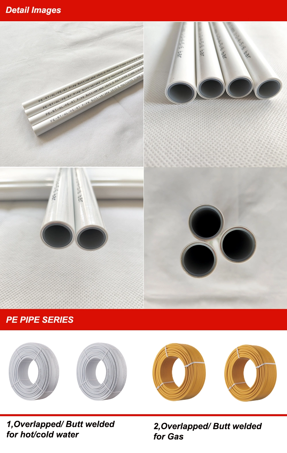 Butt Welded Aluminum Plastic Multilayer Pipe Pex Al Pex Plumbing Fitting