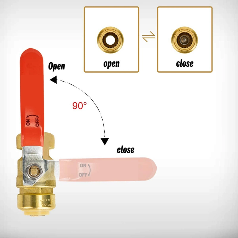 1-Inch Ball Valve, Push Fit Water Valve Shut off with Disconnect Clip, Push-to-Connect, Pex, Copper, CPVC, PE-Rt, Lead Free Brass Wholesale Factory