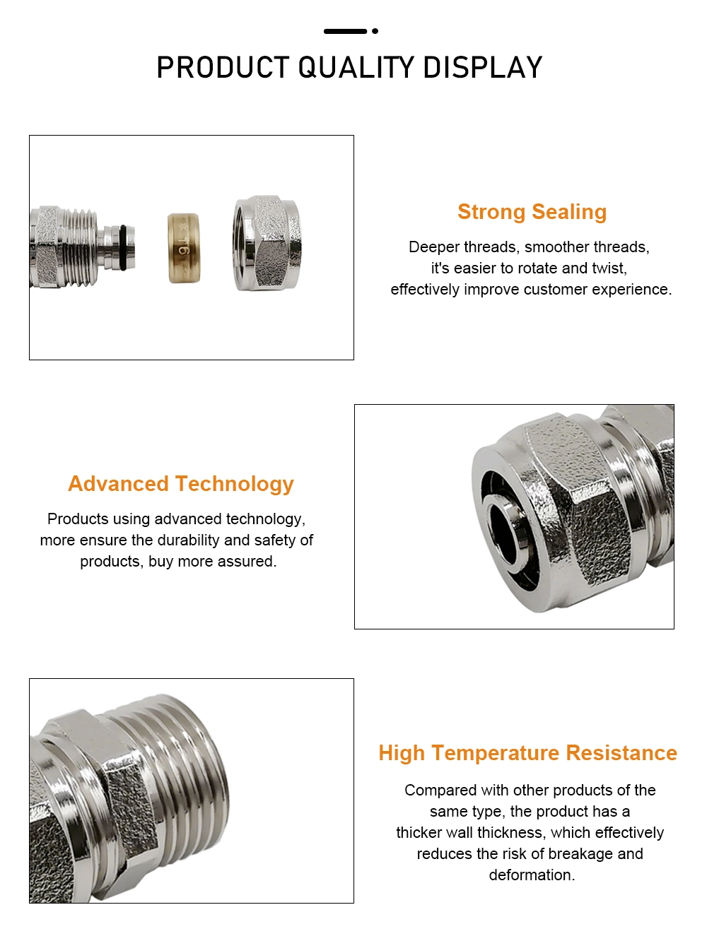 Male Thread Brass Compression Tube Pipe Fitting Connector, Straight Coupling Adapter for Pex Pipes