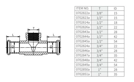 Bronze Female Press Tee Press Fitting