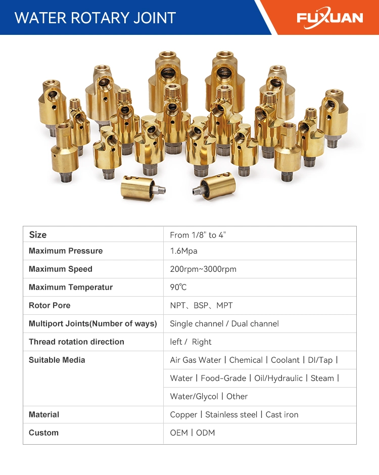 High Temperature High Pressure High Speed Hydraulic Rotary Joint for Water Air