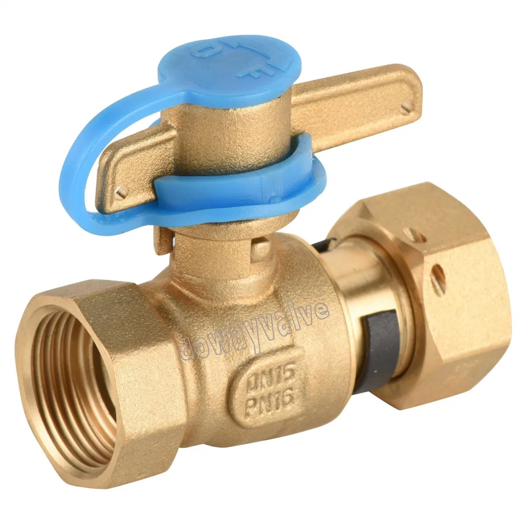 Angle Type Water Meter Ball Valve with Female/Free Nut