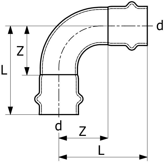 High Quality Stainless Steel Pipe Fitting V-Profile Elbow 90 Degree Press Fitting