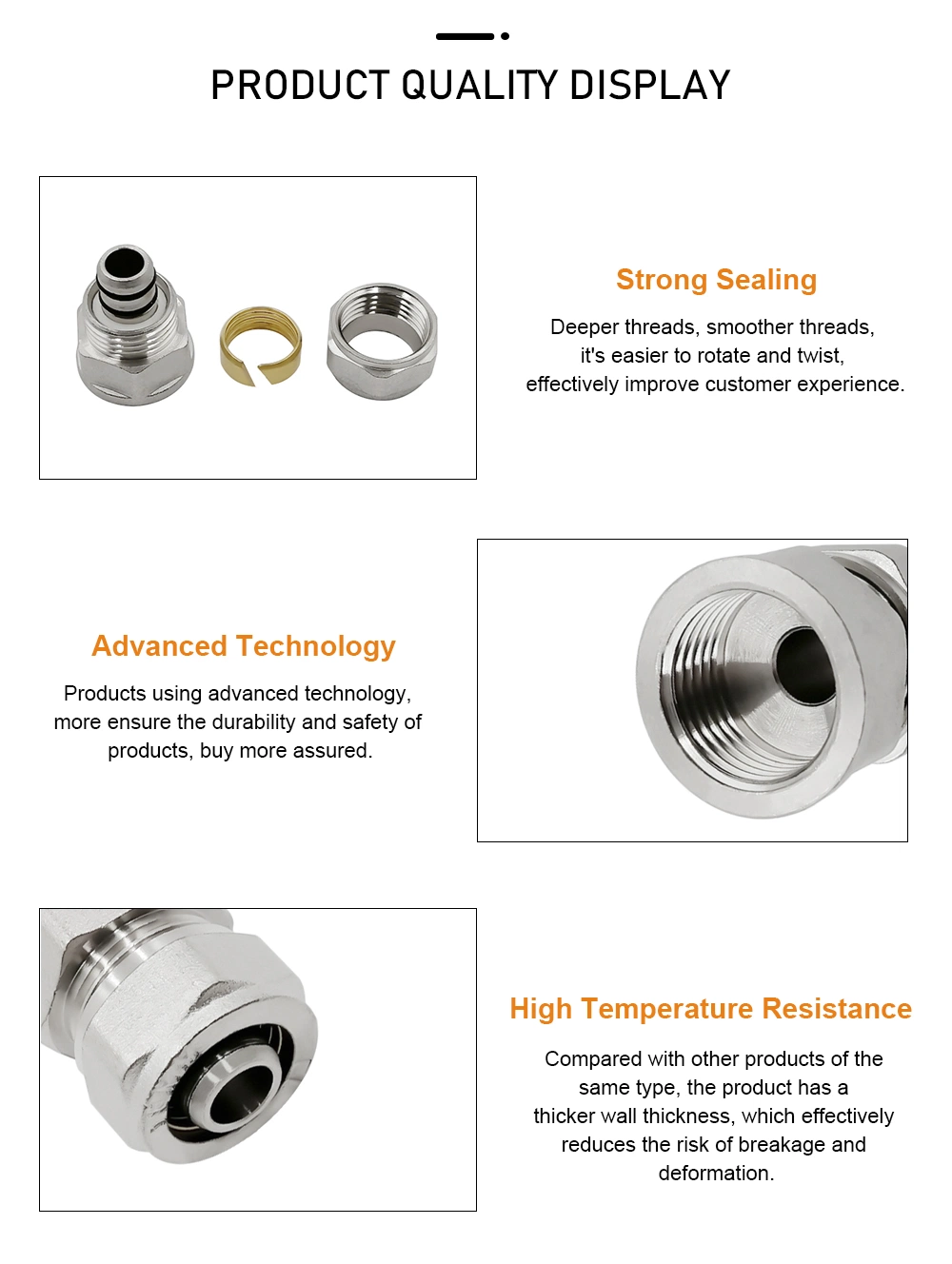 Pex Female Coupling Socket Compression Instrumental Brass Pipe Fitting Straight Coupling Adapter