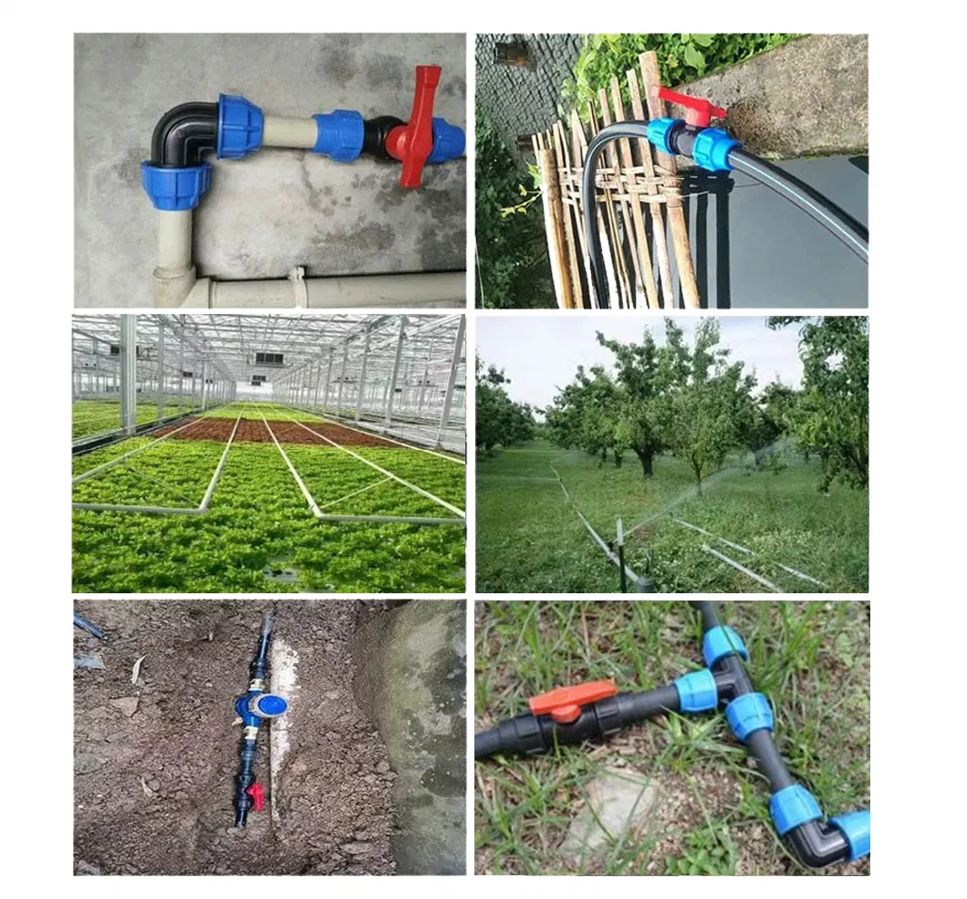 Blue Equal Diameter Tee Switch PE Pipe Connector Garden Farmland Irrigation