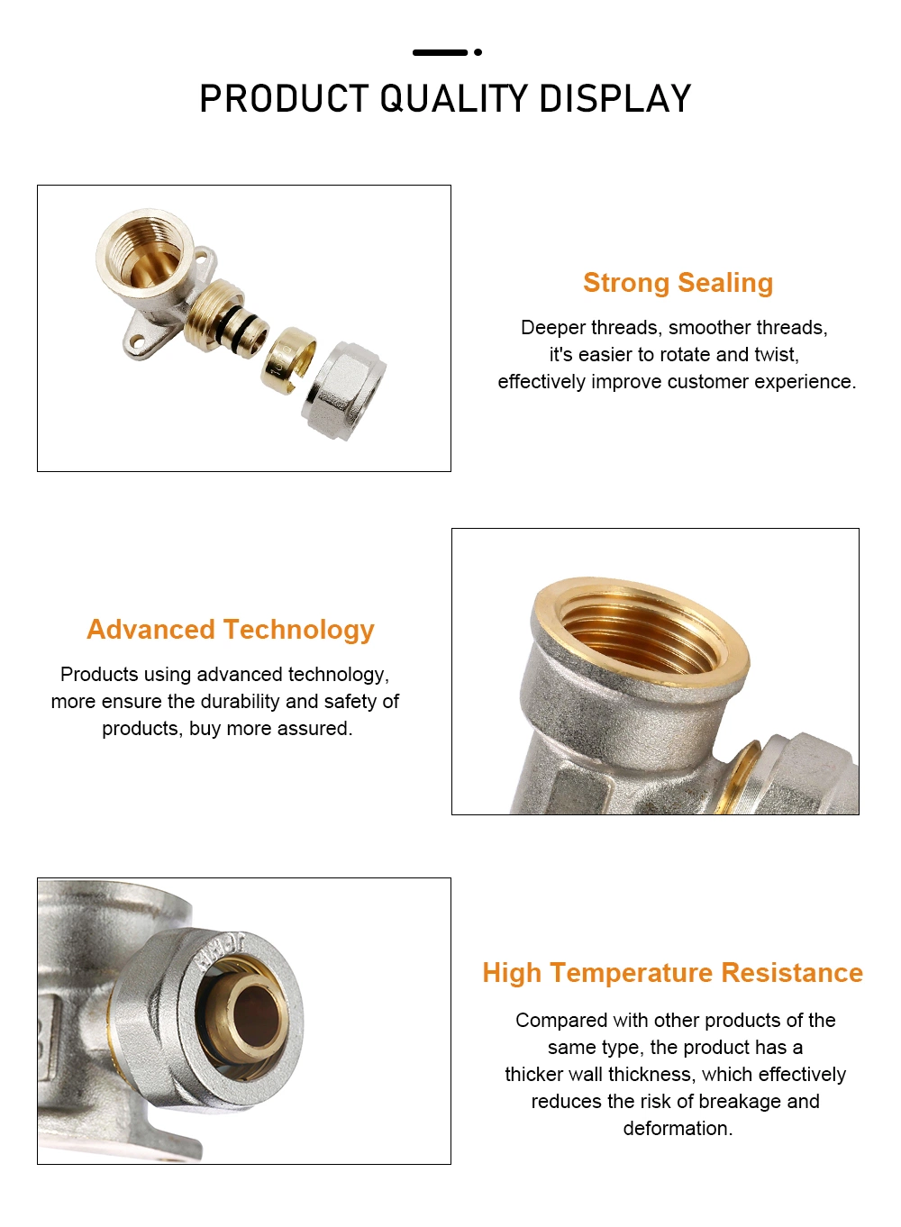 High Pressure Wall Plated Elbow Plumbing Fitting Female Threaded Pex-Al-Pex Brass Compression Pipe Fittings Elbow Pipe Fitting