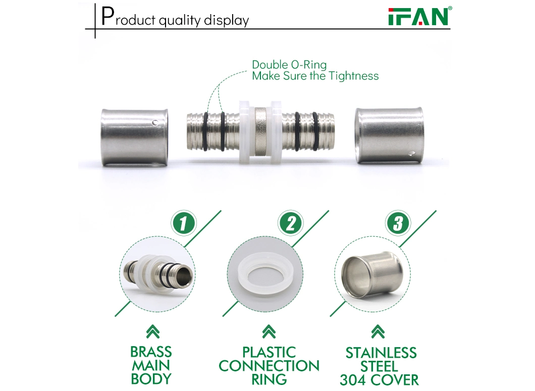 Ifan High Quality Pex Brass Fitting Plumbing Pex Pipe Press Fitting