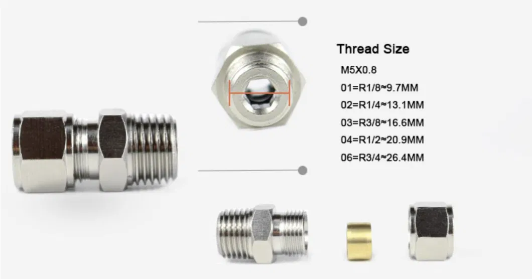 Tkt-PC Straight Brass Bite Type Compression Hydraulic Ferrule Connector