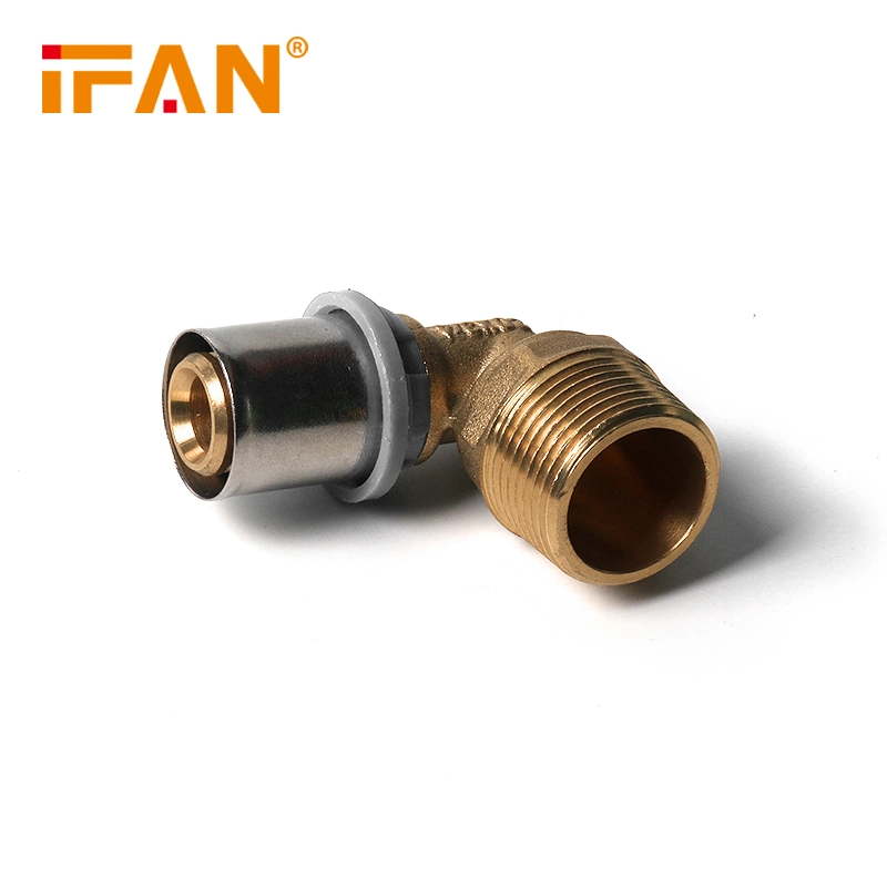 Ifan Factory Good Look Pex Brass Press Fitting Seated Elbow Grey Color 16-20mm Brass Pipe Fitting Pex Brass Elbow Connector