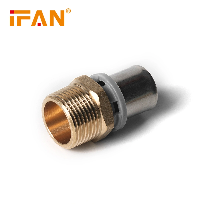 Ifan Factory Good Look Pex Brass Press Fitting Seated Elbow Grey Color 16-20mm Brass Pipe Fitting Pex Brass Elbow Connector