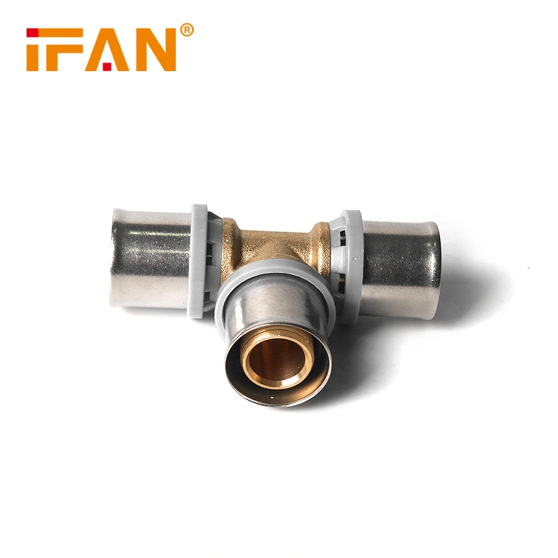 Ifan Factory Good Look Pex Brass Press Fitting Seated Elbow Grey Color 16-20mm Brass Pipe Fitting Pex Brass Elbow Connector