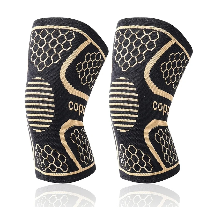 Low MOQ Customized Logo Sports Outdoor Activity Nylon Knitted Compression Copper Knee Brace Sleeve