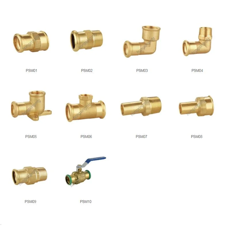 Wras Approved Full Range Brass Copper Press-Fit M Profile V Profile Chrome Coupling Elbow Tee Connector Press Fittings