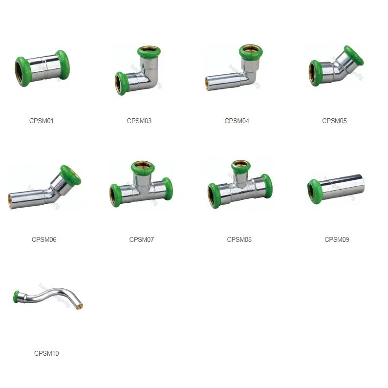 Wras Approved Full Range Brass Copper Press-Fit M Profile V Profile Chrome Coupling Elbow Tee Connector Press Fittings