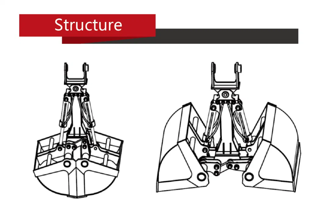 Excavator Attachments 20ton Clamshell Buckets Hydrauclic Grab Bucket