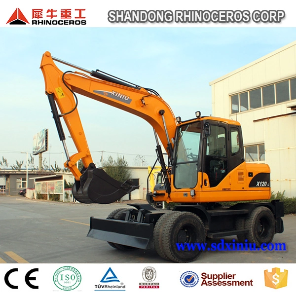 Rhinoceros Wheel Excavator X120-L, Tyre Excavator 12 Ton for Sale in China in Asia