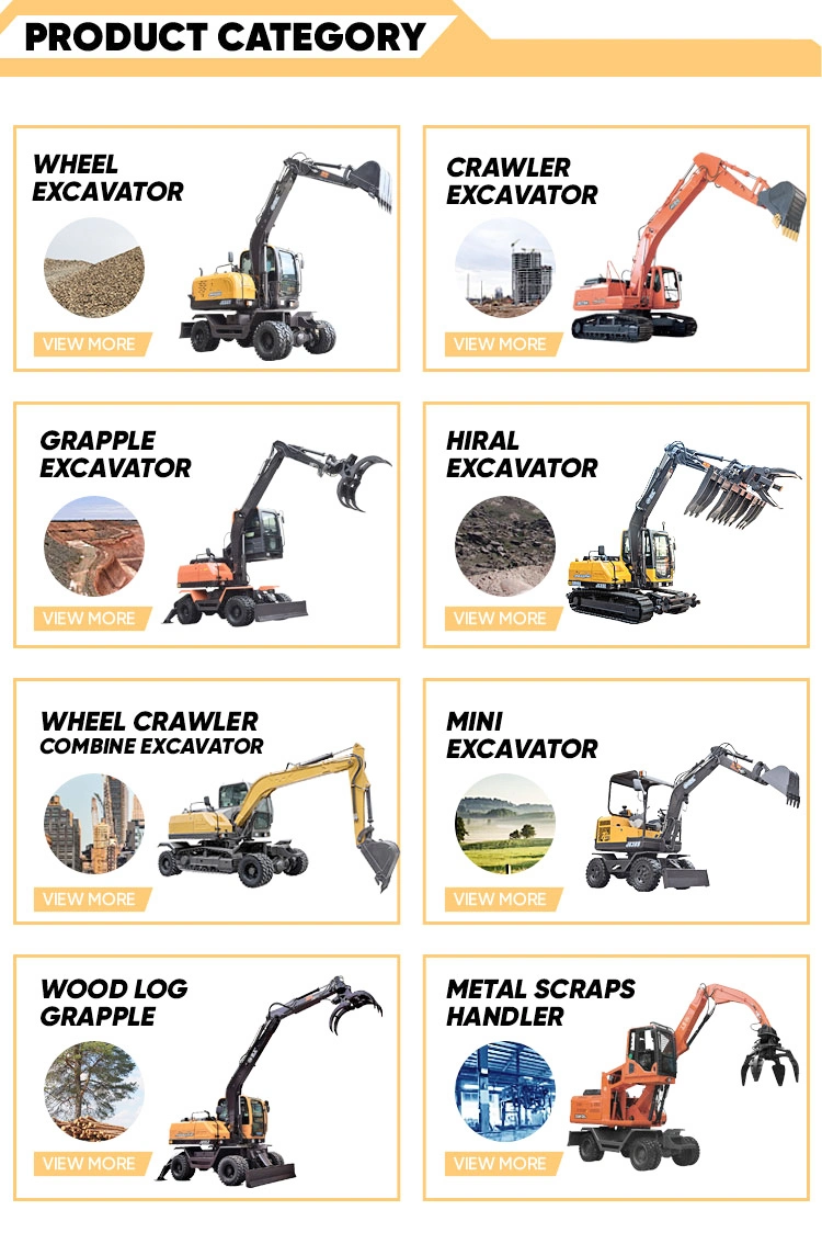 Construction Machine Back Hoe Machine Grave Digger Mechanical Shovel Backhoe Wheel Excavator