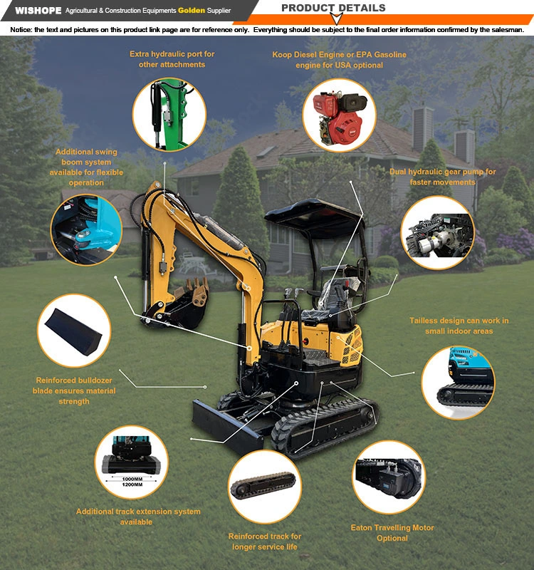 Wholesale Micro Compact Mini Excavator 1 Ton Micro Digger Bagger Small Crawler Excavator