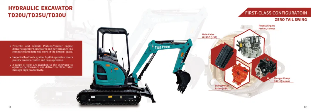 2.5 Tons New Multifunction CE EPA4 America Crawler Backhoe Mini Excavators with Rubber Track