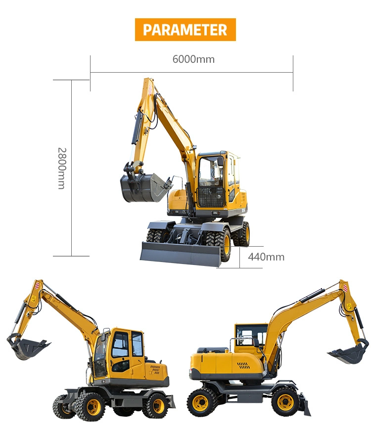 CE ISO Certified China Mini Excavator Mini Digger 7 Ton Wheel Excavator 75W 90W 160W Excavators