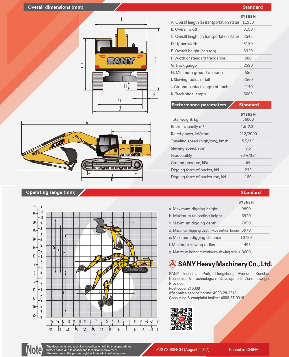 Sany Best Power Shovel Sy365h Crawler Excavator in Coimbatore