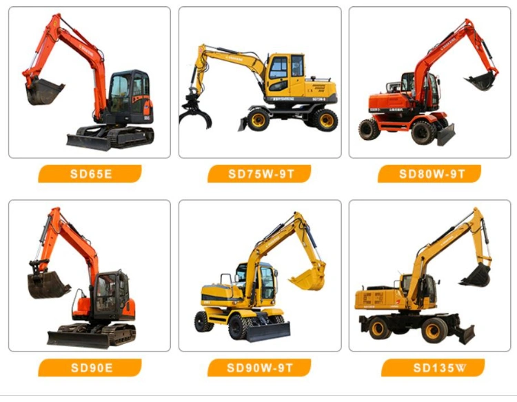 CE ISO Certified China Mini Excavator Mini Digger 7 Ton Wheel Excavator 75W 90W 160W Excavators