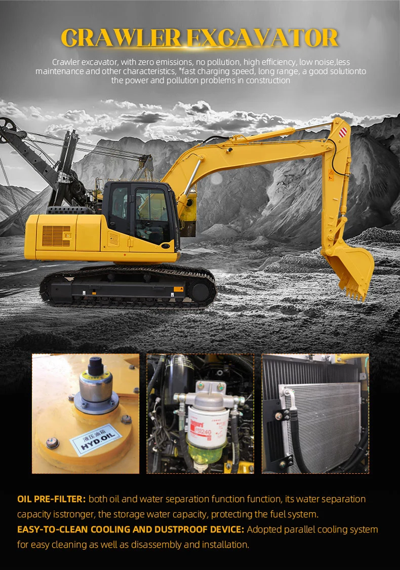 1 Ton 2 Ton 2 Ton Large Hydraulic Crawler Excavator with Factory Price