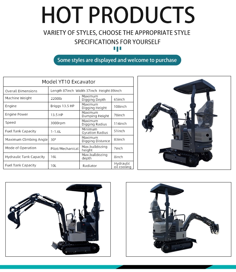 Compact Shovel Digger Home Use Hydraulic Crawler Mini Excavator