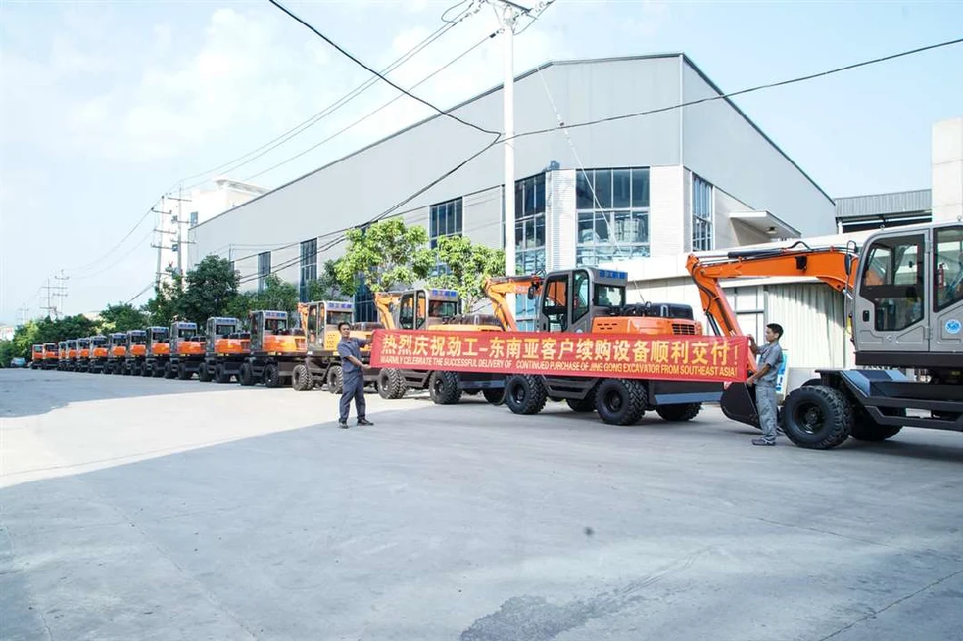 Heavy Equipment Digger Digging up Mobile and Wheels Machine Excavator with Powerful Force