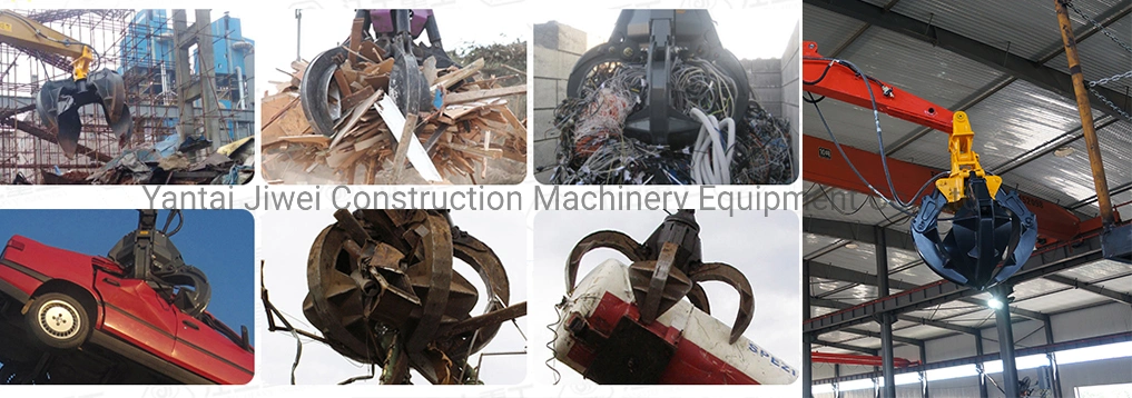 New Design Orang Peel Grab Hydraulic Rotating Steel Scrap Grapple for 10tons Excavator with 5 Teeths